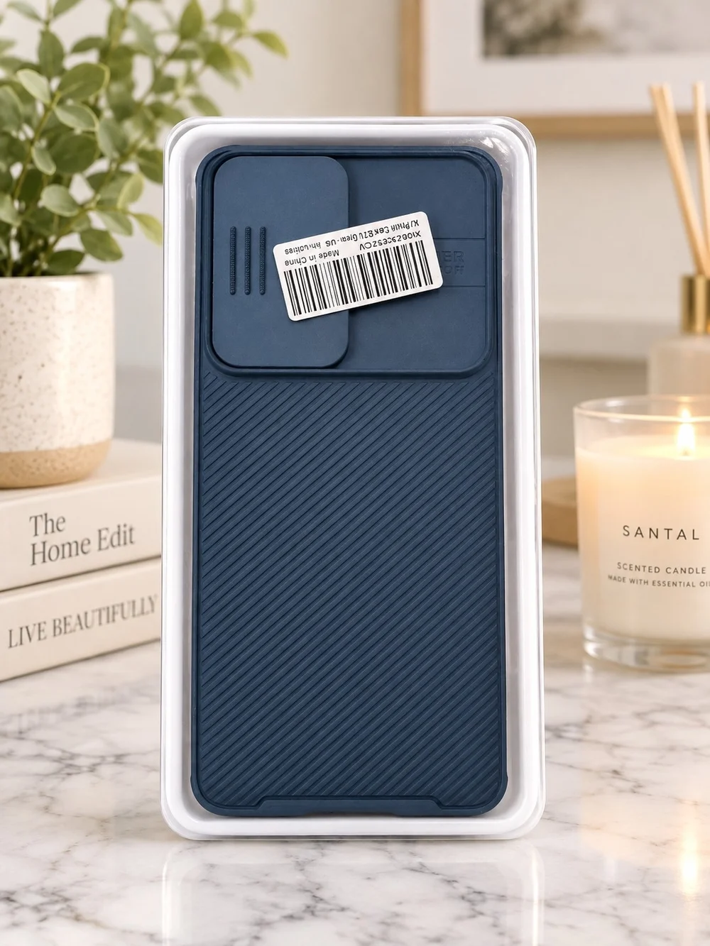 Blue Phone Case with Sliding Camera Cover - Brand Unspecified